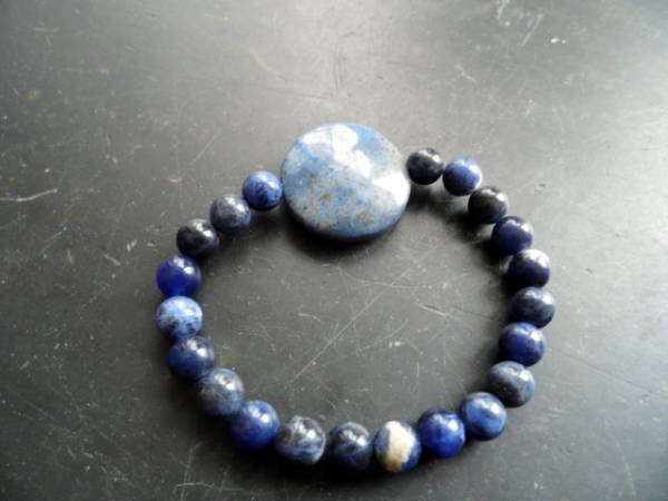 Armband,  Sodalith, blau, Dumortiet, Scheibe, Unisex, Schmuck